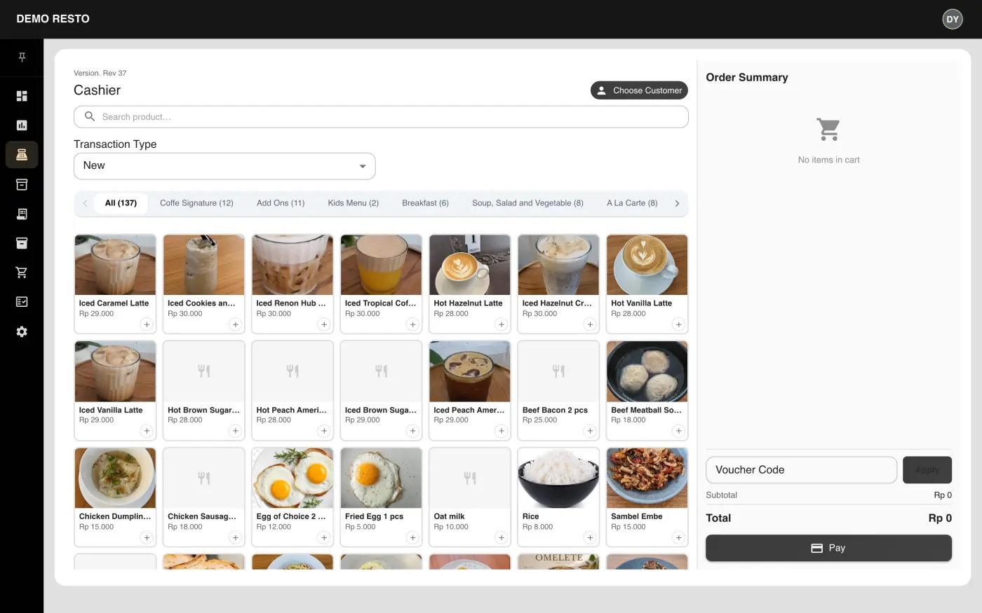 Demo Resto — Cashier