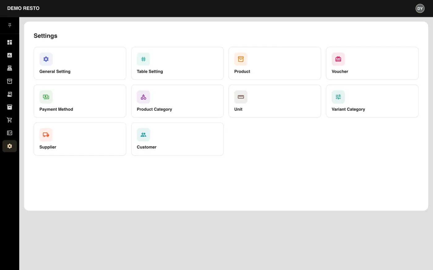 Demo Resto — Settings